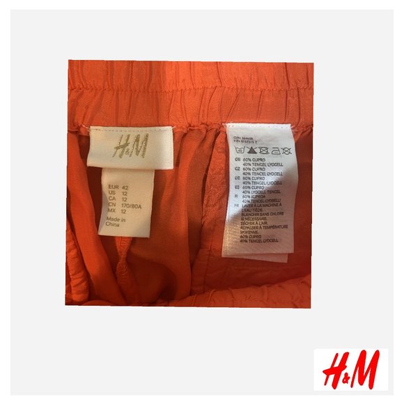 H&M silky soft loose fit pants in brilliant orange - Picture 3 of 3